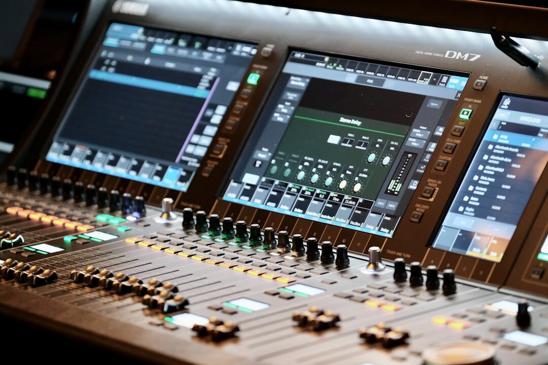 Audio mixing console in a broadcast studio