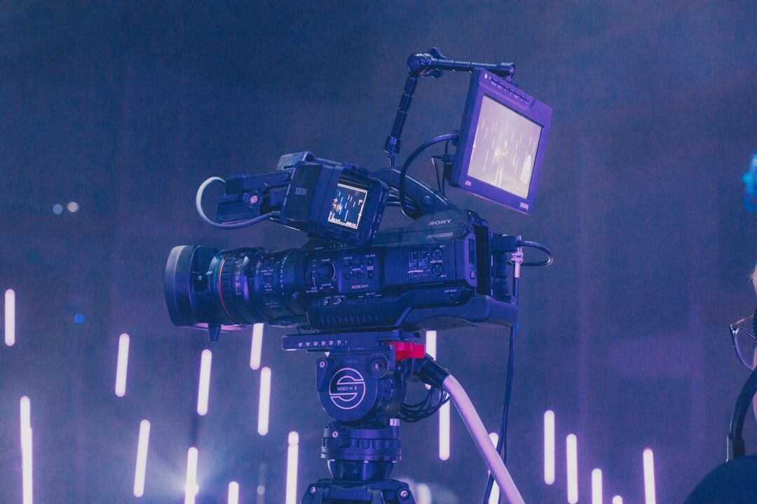 Multicamera live streaming setup with cameras and monitors